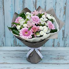Букет цветов из:  Герберы, Альстромерии и Хризантемы в Борки Новгородская область