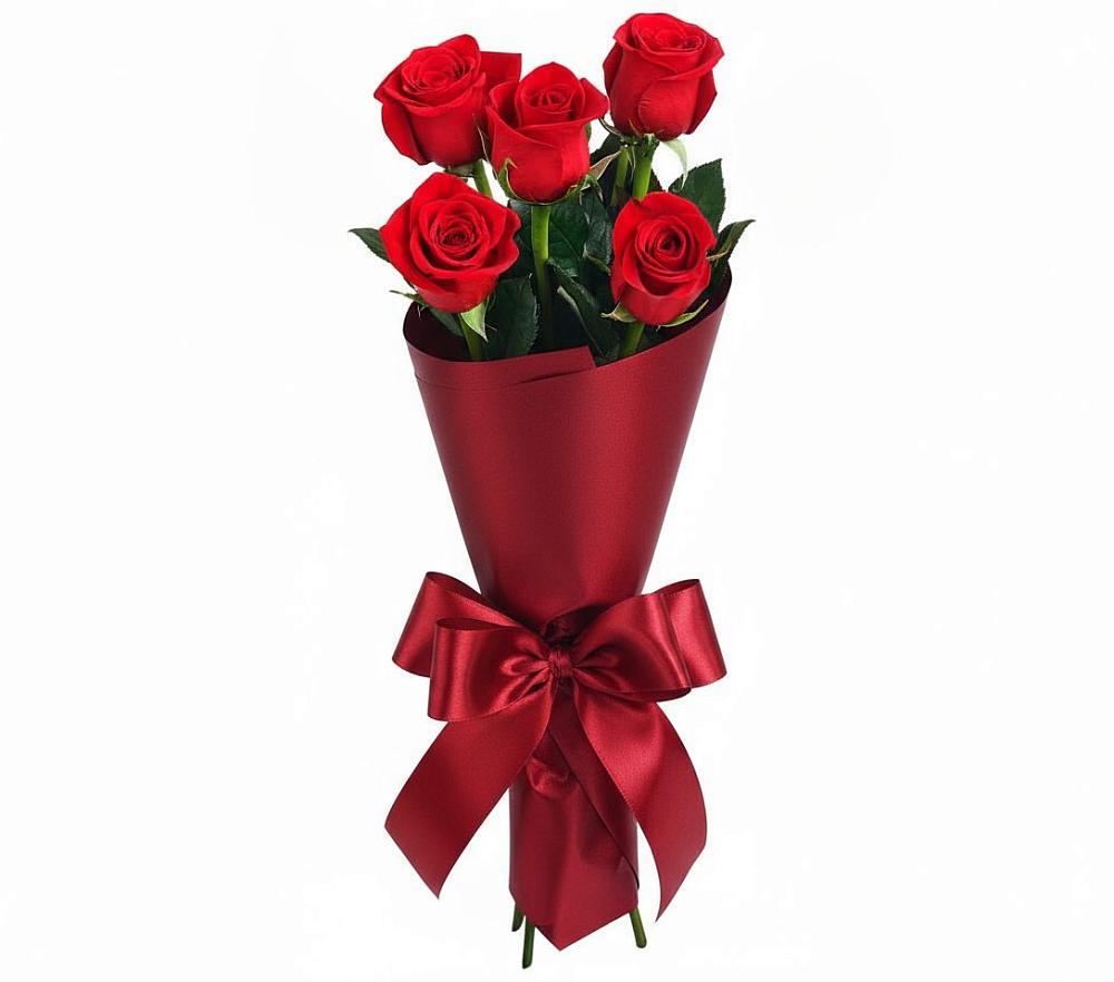 Букет 5 Красных роз Эдлесс Лав в Борки Новгородская область