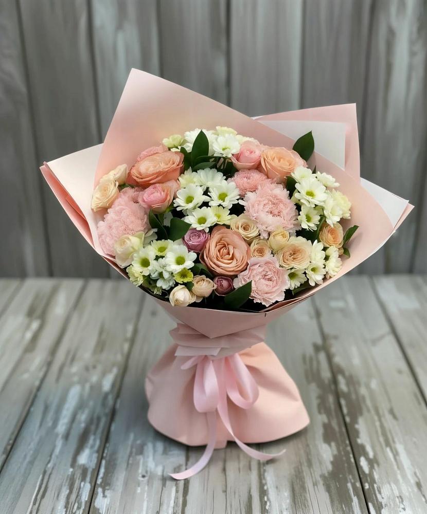 Букет цветов из: Гвоздики, Розы и Хризантемы в Борки Новгородская область