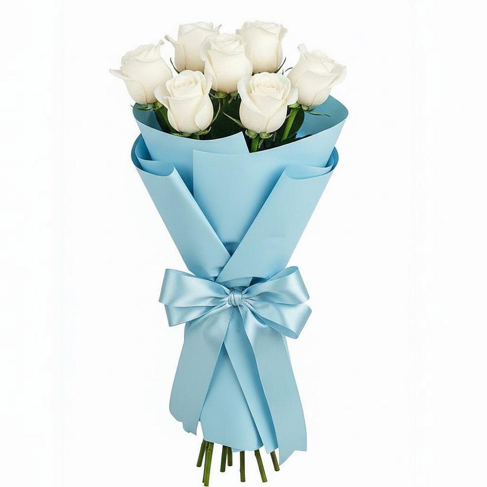 Букет 7 белых роз Проуд в Борки Новгородская область