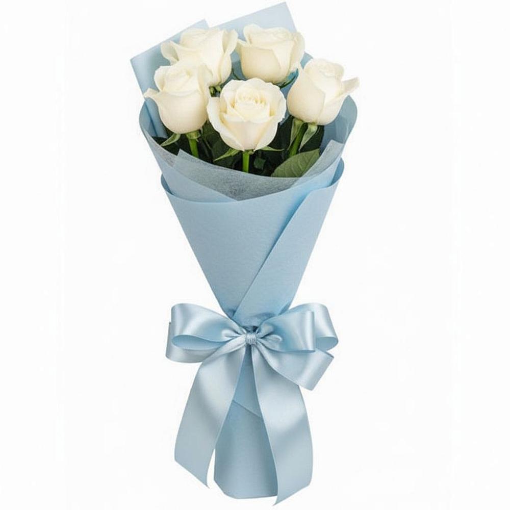 Букет 5 Белых роз Проуд в Борки Новгородская область