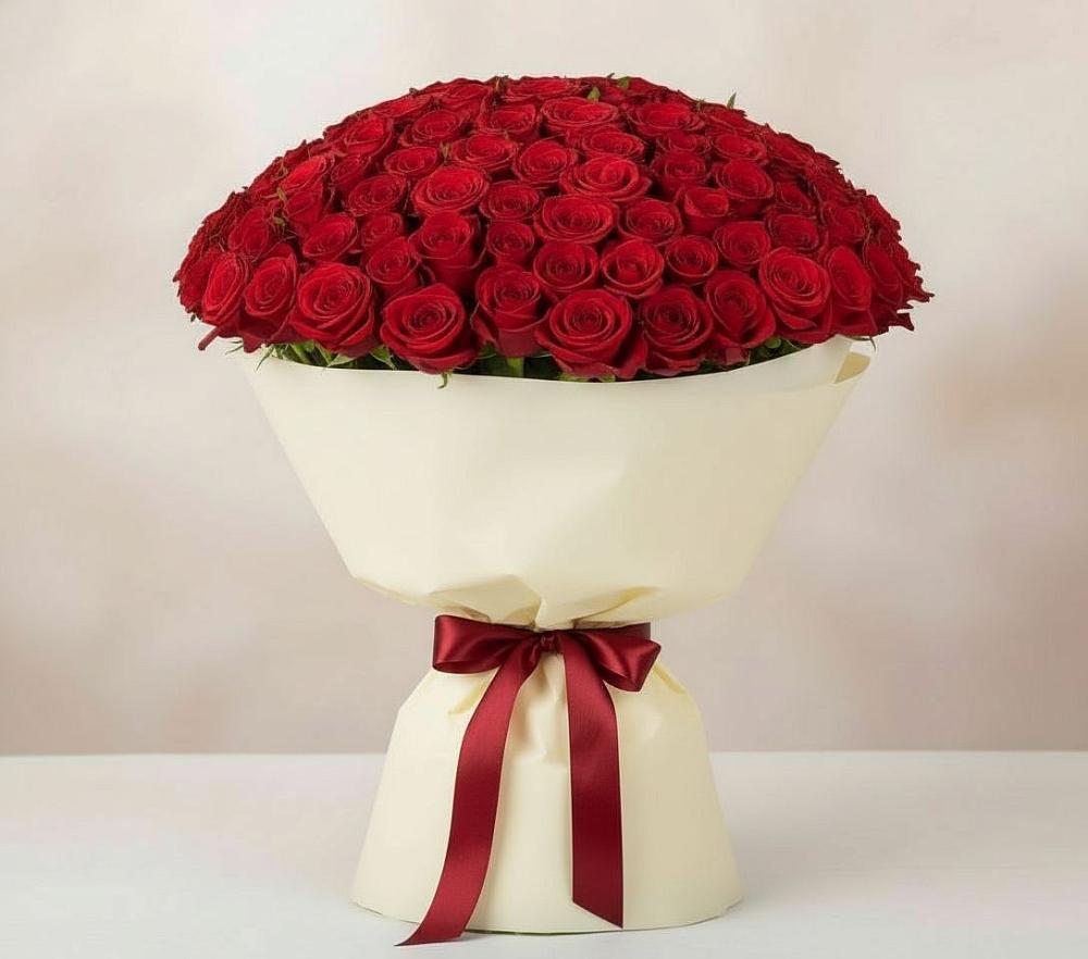 Букет 101 Красная роза Милано в Борки Новгородская область