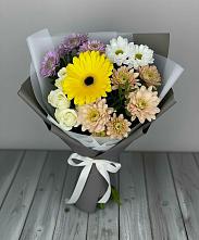 Букет цветов из:  Розы, Герберы и Хризантемы #REPLACE_PRED# Борки Новгородская область