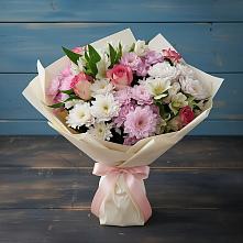 Букет цветов из:  Хризантемы, Альстромерии и Розы в Борки Новгородская область