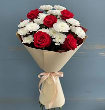 Букет цветов из:  Розы и Хризантемы в Борки Новгородская область