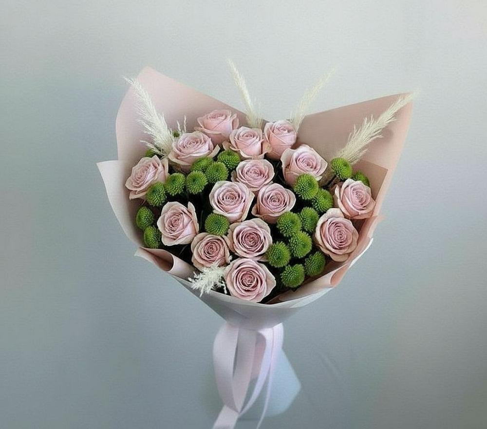 Букет цветов из: Розы и Хризантемы в Борки Новгородская область