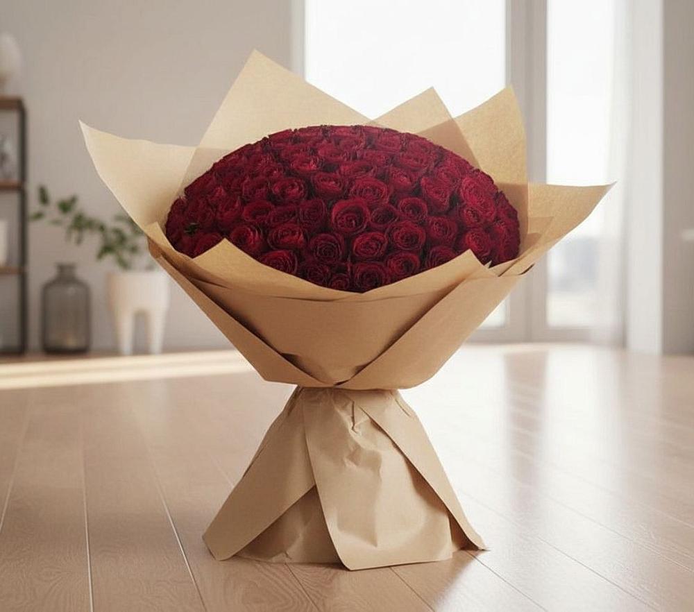 Букет 101 Красная роза в Борки Новгородская область